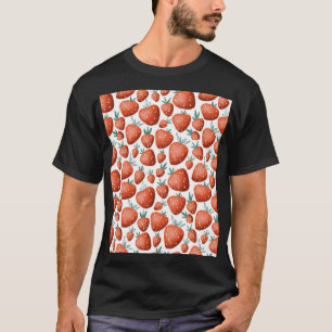 T-shirt Fraises rouges Arrière - plan blanc sans joint