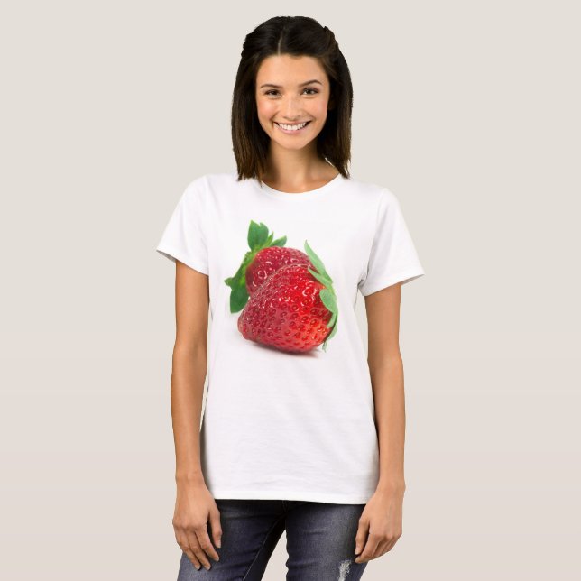 T-shirt Fraises sur blanc (Devant entier)