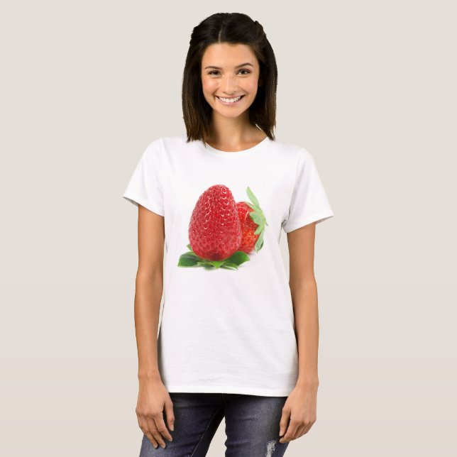 T-shirt Fraises sur blanc (Devant entier)