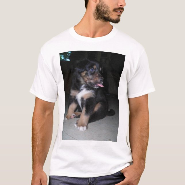 T-shirt framboise de chiot *personnaliser* (Devant)