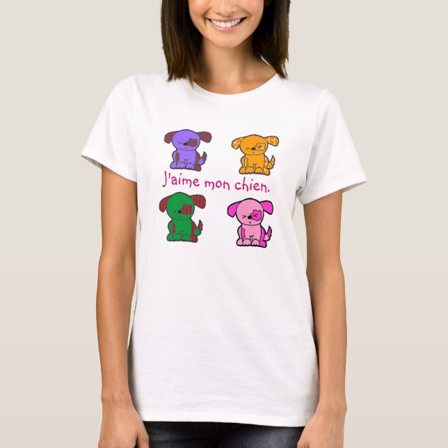 T-shirt Français - amour d'I mon chien - dénommez la (Devant)