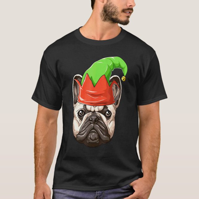 T-shirt Français Bulldog Elf Casquette Noël Français Bulld (Devant)