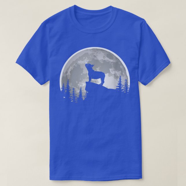 T-shirt Français Bulldog Frenchie Howling Lune  (Design devant)