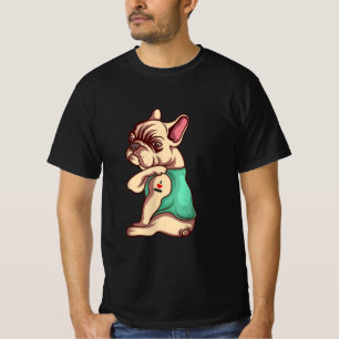 T-shirt français bulldog i love maman tatouage amant cadea