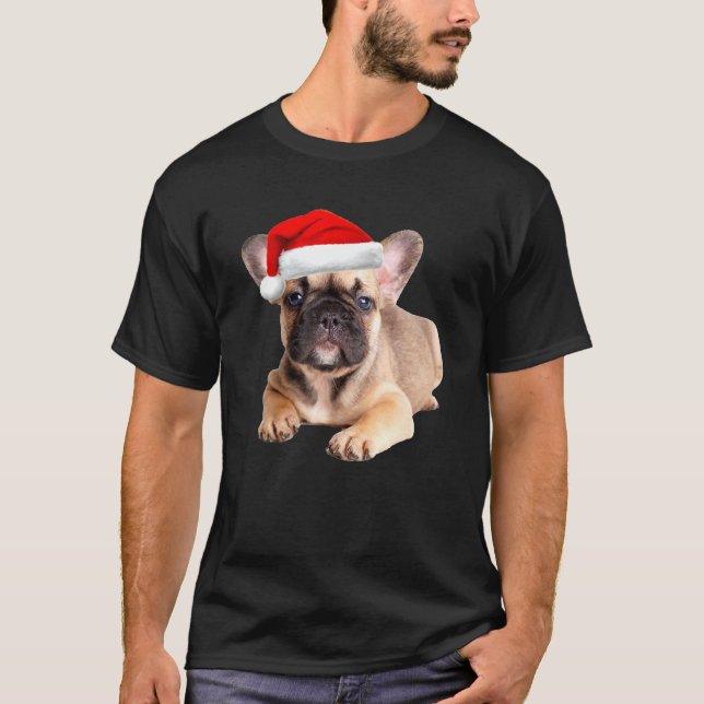 T-shirt Français Chien Chien Chien Chien Chien Santa Hat C (Devant)