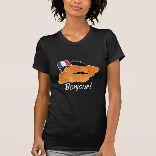 T-shirt Français Croissant Lover France Drapeau Francophil (Devant)