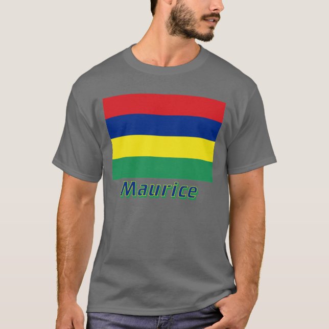T-shirt Français de Drapeau Maurice avec le nom en (Devant)