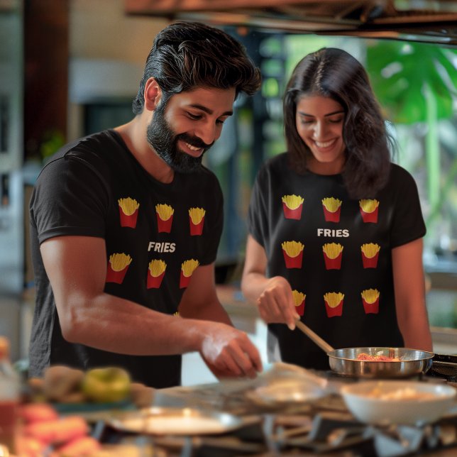 T-shirt Français Fries Fast Junk Food Motif Unisex (French Fries Fast Junk Food Pattern Unisex T-Shirt)