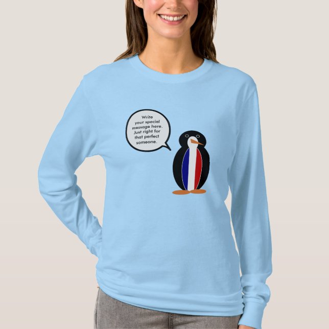 T-shirt Française Parler Mme Penguin Personnalisée (Devant)