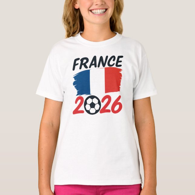 T-shirt France 2026 Soccer Fan Design Flag Colors (Devant)