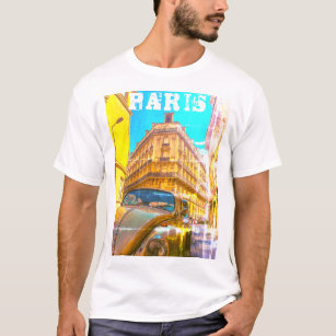 T-shirt France Architecture French Street Old Car Paris