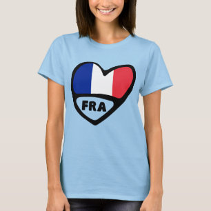 T-shirt France Code Pays Coeur Drapeau, FRA