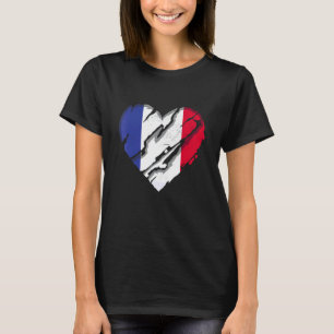 T-shirt France Coeur Drapeau Français Fierté