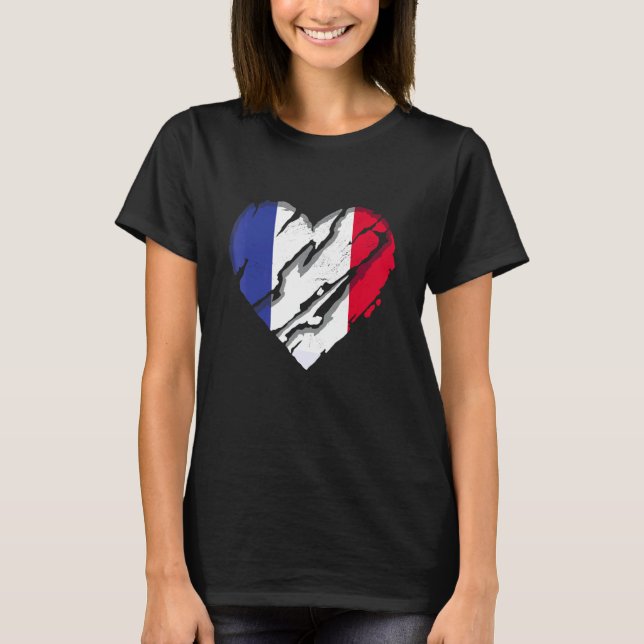 T-shirt France Coeur Drapeau Français Fierté (Devant)