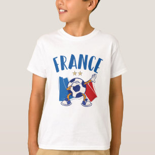 T-shirt France Dabbing Soccer Ball Drapeau 2 étoiles