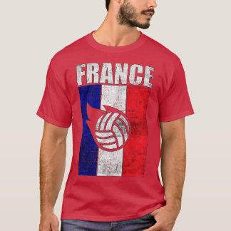 T-shirt France de volleyball Drapeau Retro Vintage Grunge
