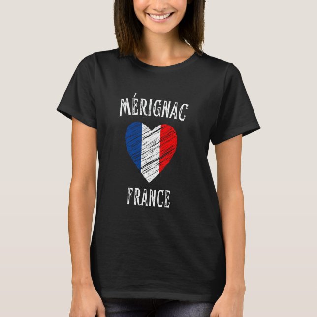 T-shirt France Drapeau Coeur Merignac (Devant)