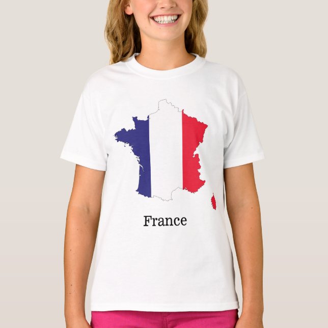T-shirt France Drapeau de la carte Souvenir Design (Devant)