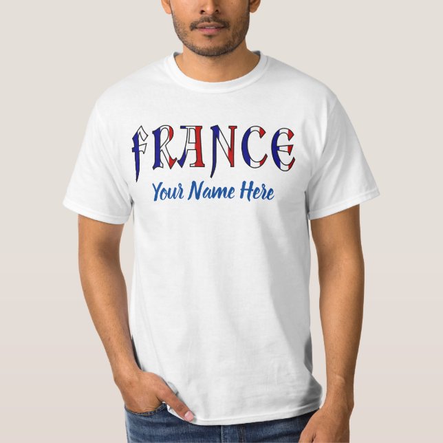 T-shirt France Drapeau Français Couleurs Personnalisé Homm (Devant)