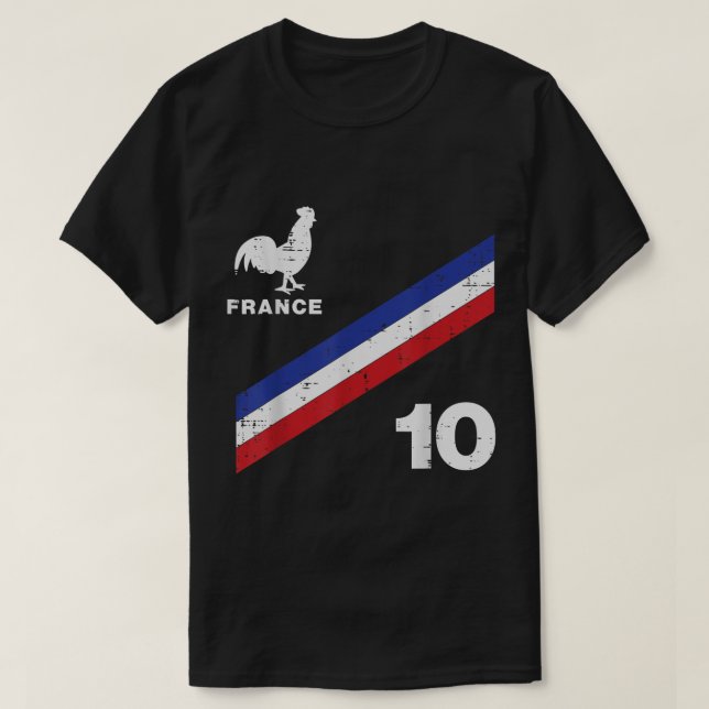 T-shirt France Drapeau Numéro 10 Ventilateur De Football H (Design devant)