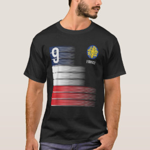 T-shirt France Drapeau Numéro 9 Français Soccer Hommes Fem
