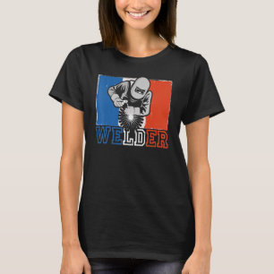 T-shirt France Drapeau Patriotique Métal Travailleur Franç