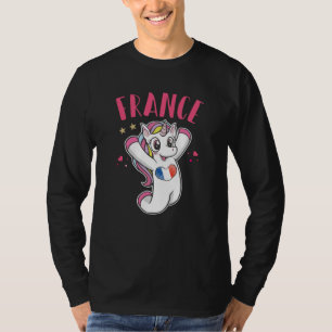 T-shirt France Fan de football Unicorne avec drapeau du co