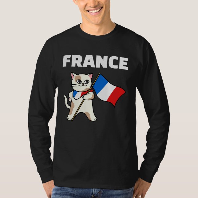 T-shirt France Flag Cat French Colors Kitten (Devant)