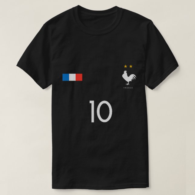 T-SHIRT FRANCE JERSEY SHIRT 10 HOMMES DE FOOTBALL FRANÇAIS (Design devant)