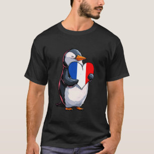 T-shirt France Manchot Cœur Drapeau Français Racines Franç