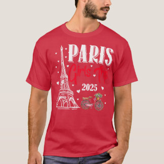 T-shirt France Paris Filles Voyage 2025 Vacances d'été Lad