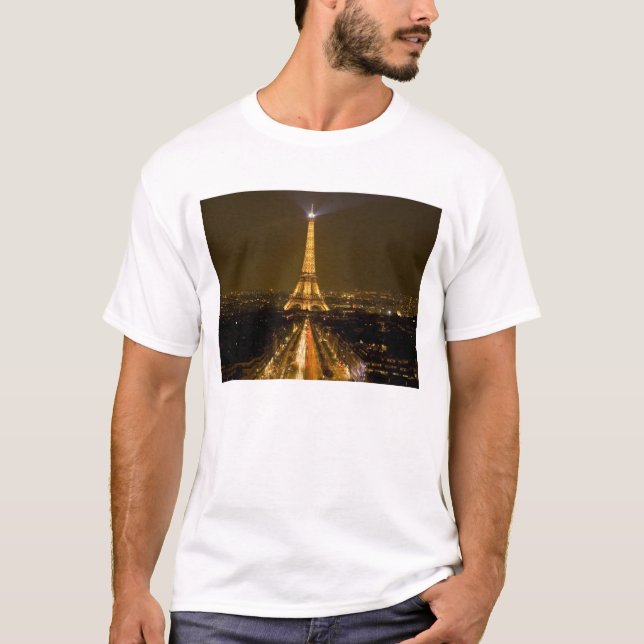 T-shirt France, Paris. Vue nocturne de la Tour Eiffel (Devant)