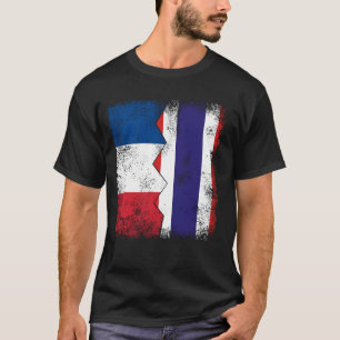 T-shirt France Thaïlande Drapeaux Demi-Racines Thaïlandai