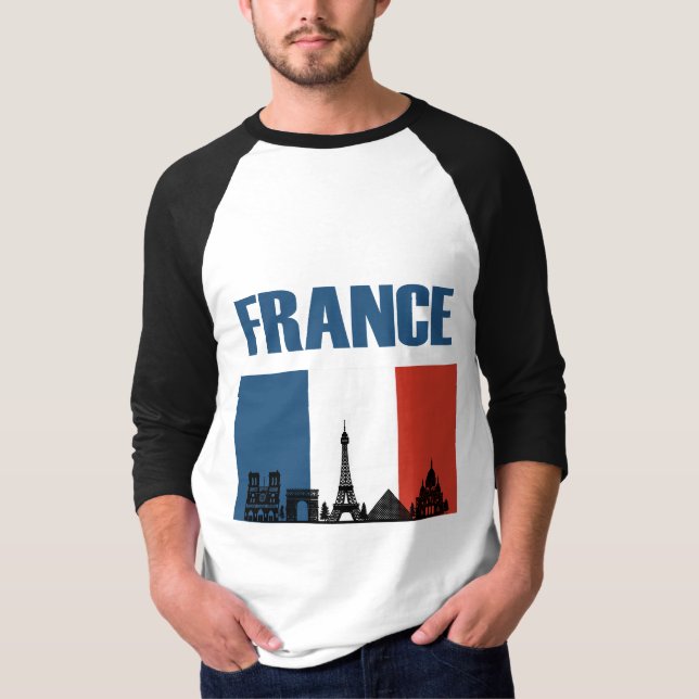 T-shirt France Travel - Paris City Skyline Pavillon França (Devant)