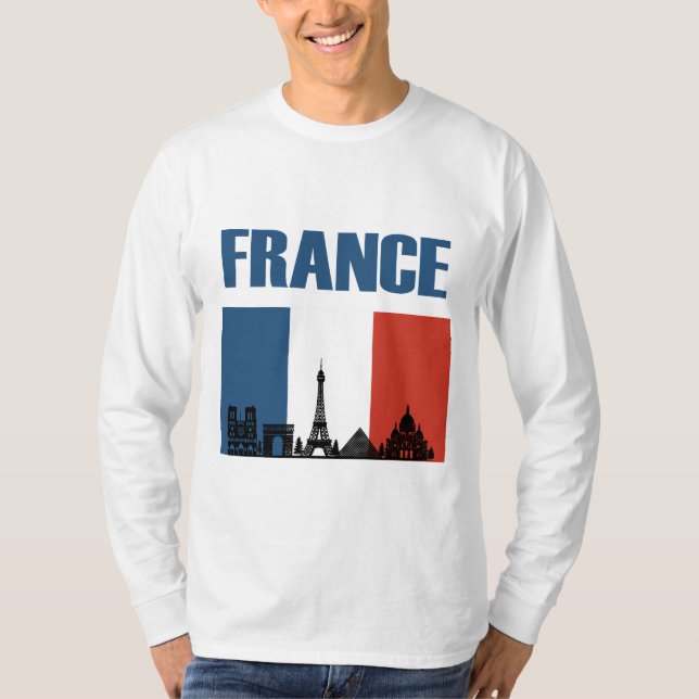 T-shirt France Travel - Paris City Skyline Pavillon França (Devant)