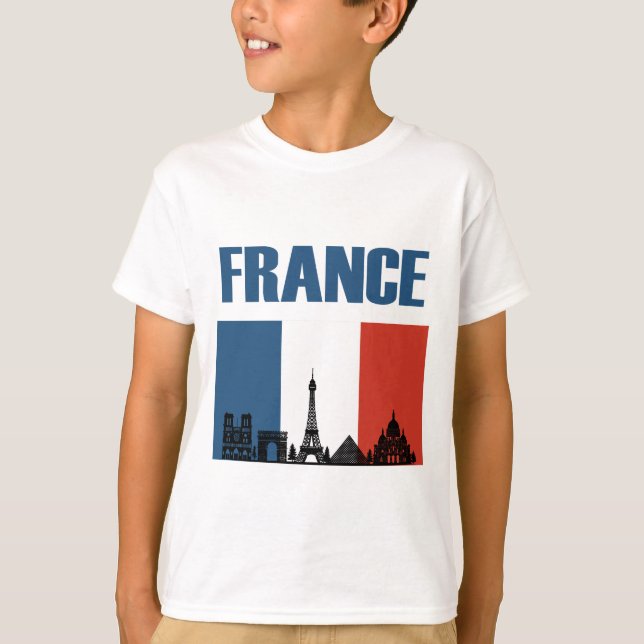 T-shirt France Travel - Paris City Skyline Pavillon França (Devant)