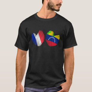 T-shirt France Venezuela Coeur Drapeau français Drapeau vé
