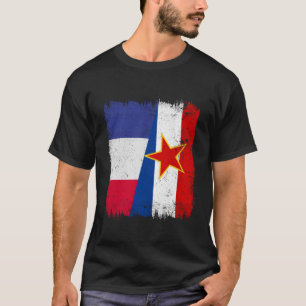 T-shirt France Yougoslavie Demi-Drapeau Français Yougoslav