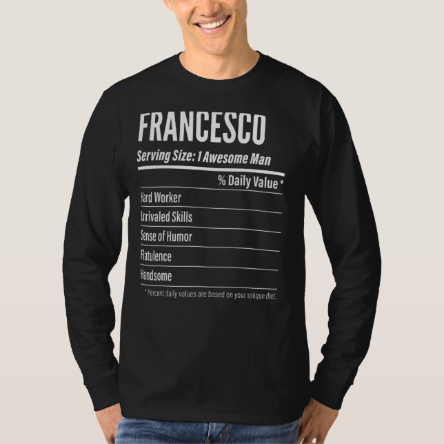 T-shirt Francesco Taille du service Nutrition Étiquette Ca (Devant)