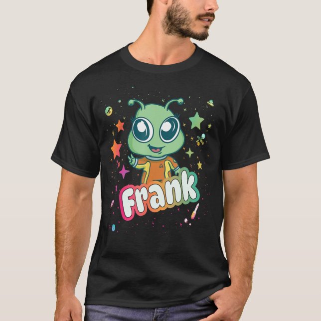 T-shirt FRANK - Nom du garçon mignon avec un Alien mignon (Devant)