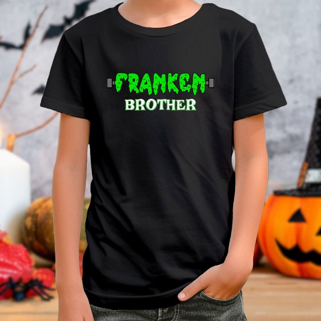 T-shirt Franken Brother Kids Frankenstein Halloween (franken brother Frankenstein black Halloween t-shirt for kids)
