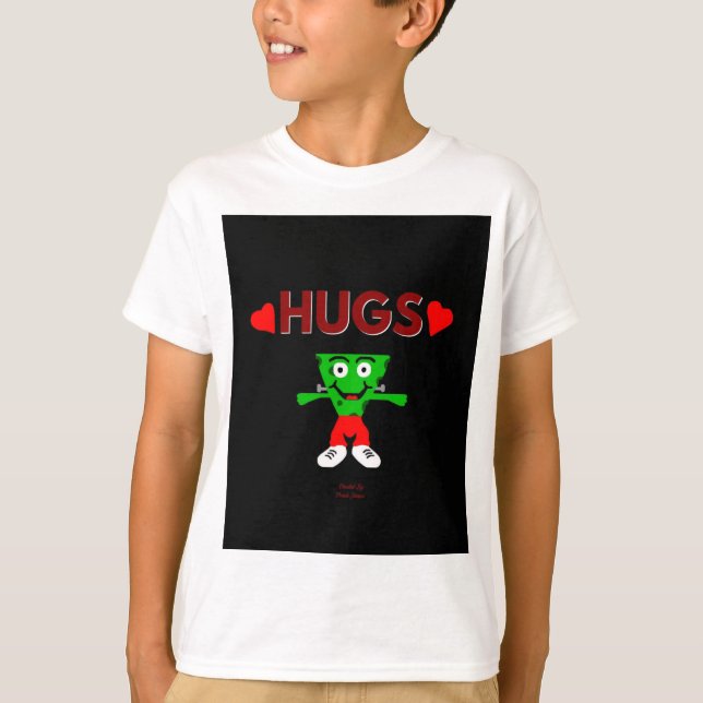 T-shirt FrankenCheese Hugs Boys White Basic T Shirt (Devant)