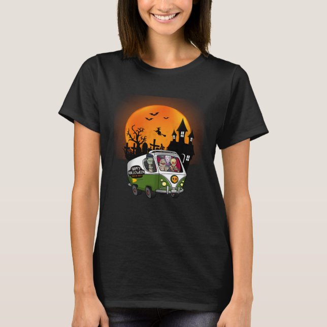 T-shirt Frankenstein Dracula Mummy Skeleton Halloween Cost (Devant)