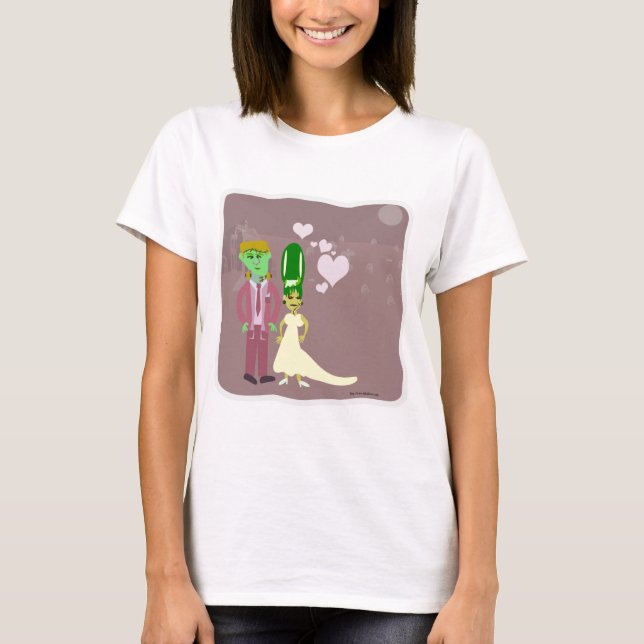 T-shirt Frankenstein Love Cartoon Halloween Caractère Art (Devant)