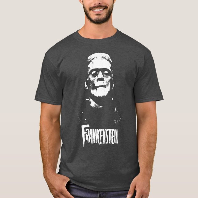 T-shirt Frankenstein Monster Classic Horror Flick White (Devant)