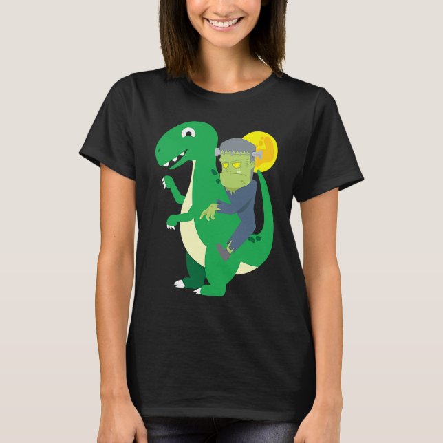 T-shirt Frankenstein Riding Rex Cool Dinosaur Halloween Co (Devant)