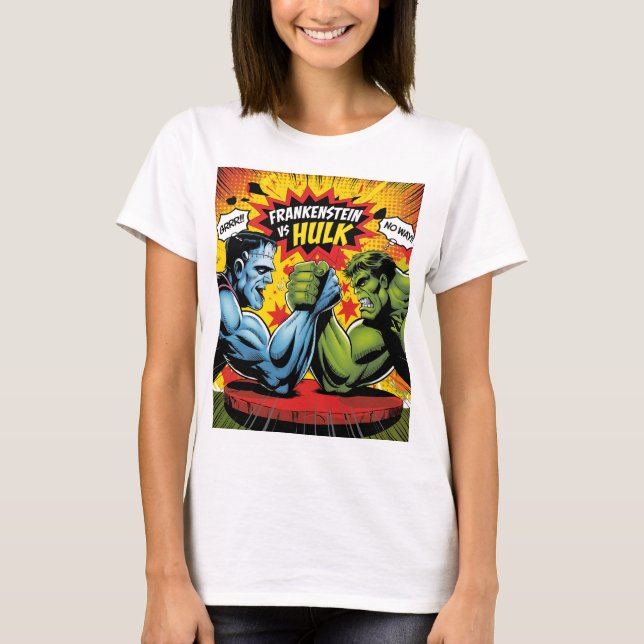 T-shirt Frankenstein vs Hulk - Classic Pop Art (Devant)
