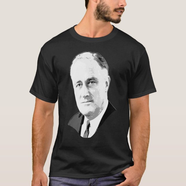 T-shirt Franklin D Roosevelt Grayscale Pop Art (Devant)