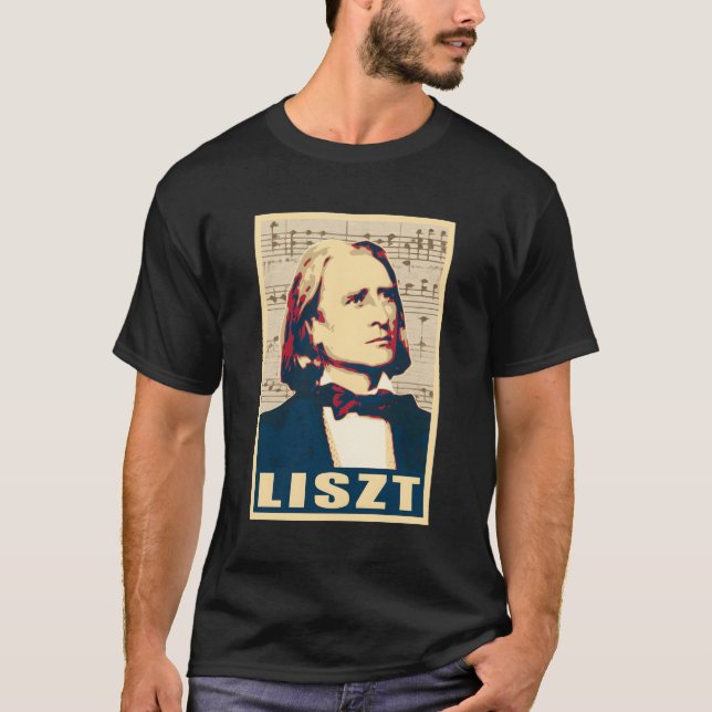 T-shirt Franz Liszt Compositeur musical Notes Style Propag (Devant)