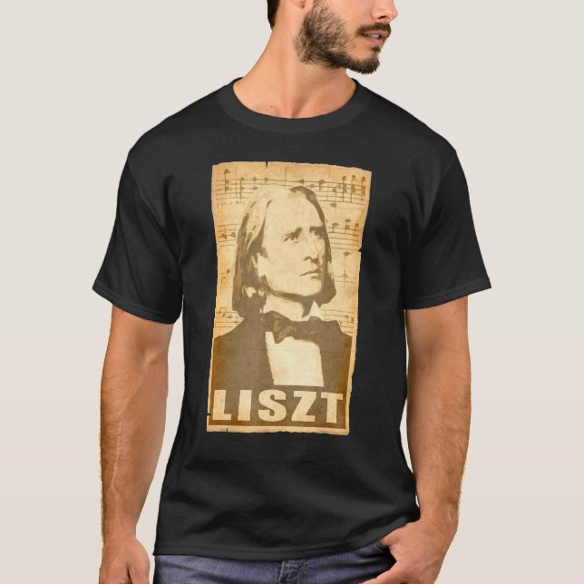 T-shirt Franz Liszt Musical Composer Notes Retro Style Pro (Devant)